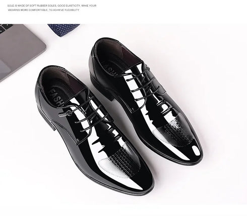 Elegant Oxford Leather Shoes for Men - Breathable and Comfortable Formal Flats for Office, Weddings, and Daily Wear - Perfect Plus Size Business Footwear with Pointed Toe Design
